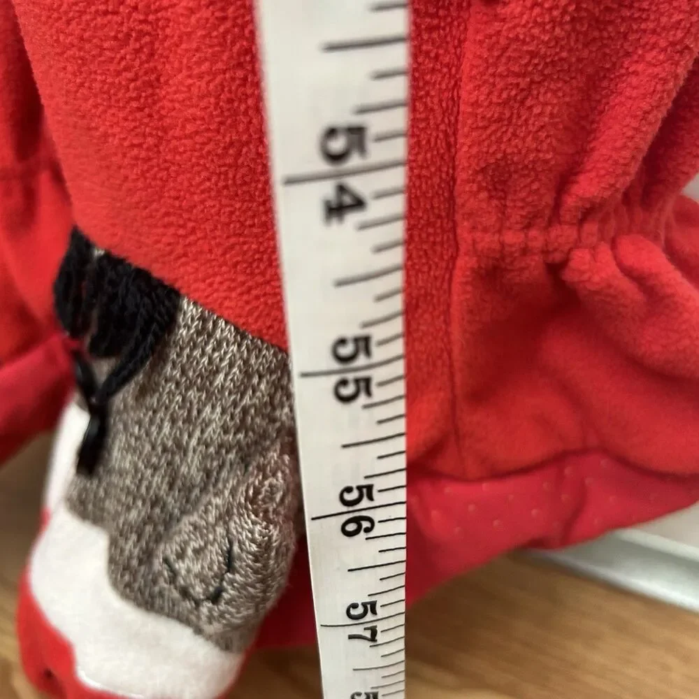 Sock Monkey Footie Fleece Adult Pajamas Pockets Zip Red Animal Sleepwear Large